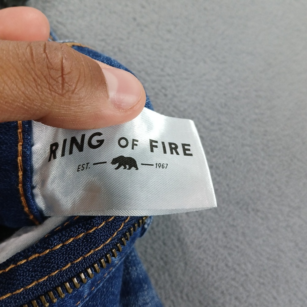 Ring Of Fire Jeans Mens 34x30 Blue Denim Cotton Slim Fit Mid Rise Straight Leg - Picture 7 of 13